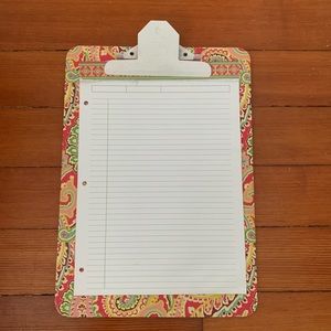 Vera Bradley clip board and pad